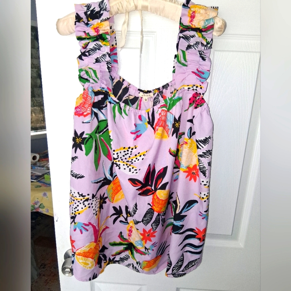 Floral TROPICAL SUMMERY Sleeveless Top JODIFL Size Large